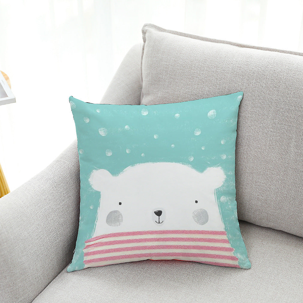 HKM-604499 Cute Polar Bear Plush Super Goose Down Car Sofa Pillowcase 45x45cm