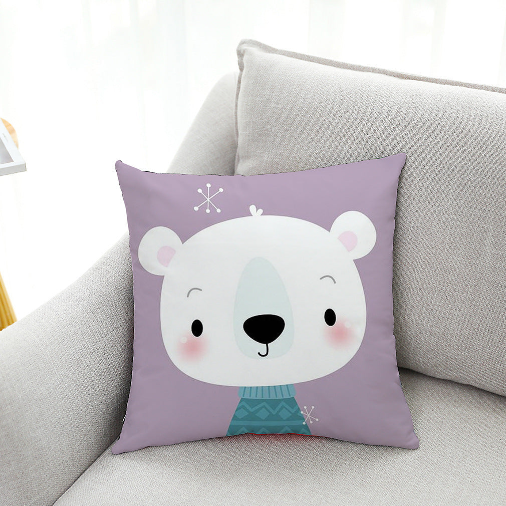 HKM-604499 Cute Polar Bear Plush Super Goose Down Car Sofa Pillowcase 45x45cm
