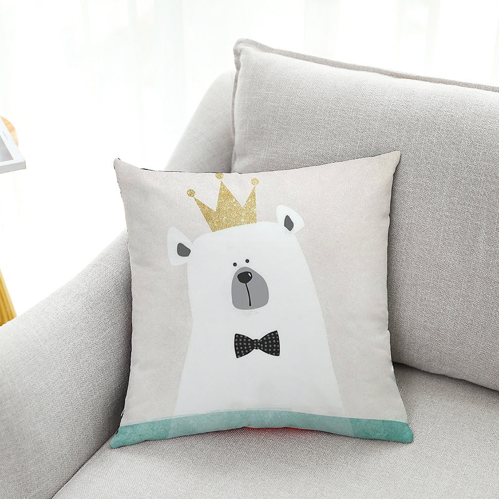 HKM-604499 Cute Polar Bear Plush Super Goose Down Car Sofa Pillowcase 45x45cm