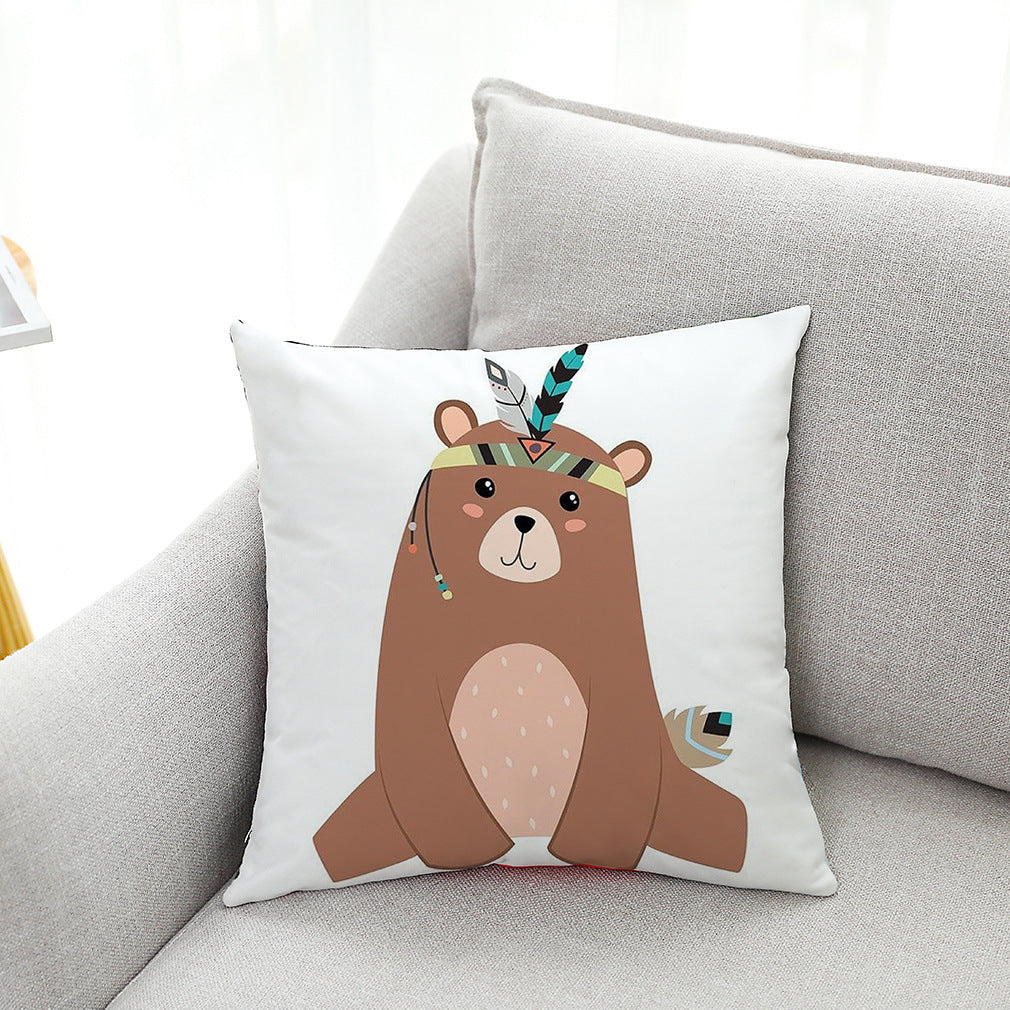 HKM-604499 Cute Polar Bear Plush Super Goose Down Car Sofa Pillowcase 45x45cm