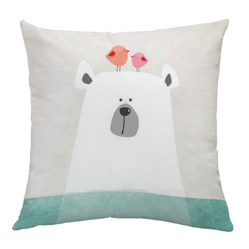 HKM-604499 Cute Polar Bear Plush Super Goose Down Car Sofa Pillowcase 45x45cm