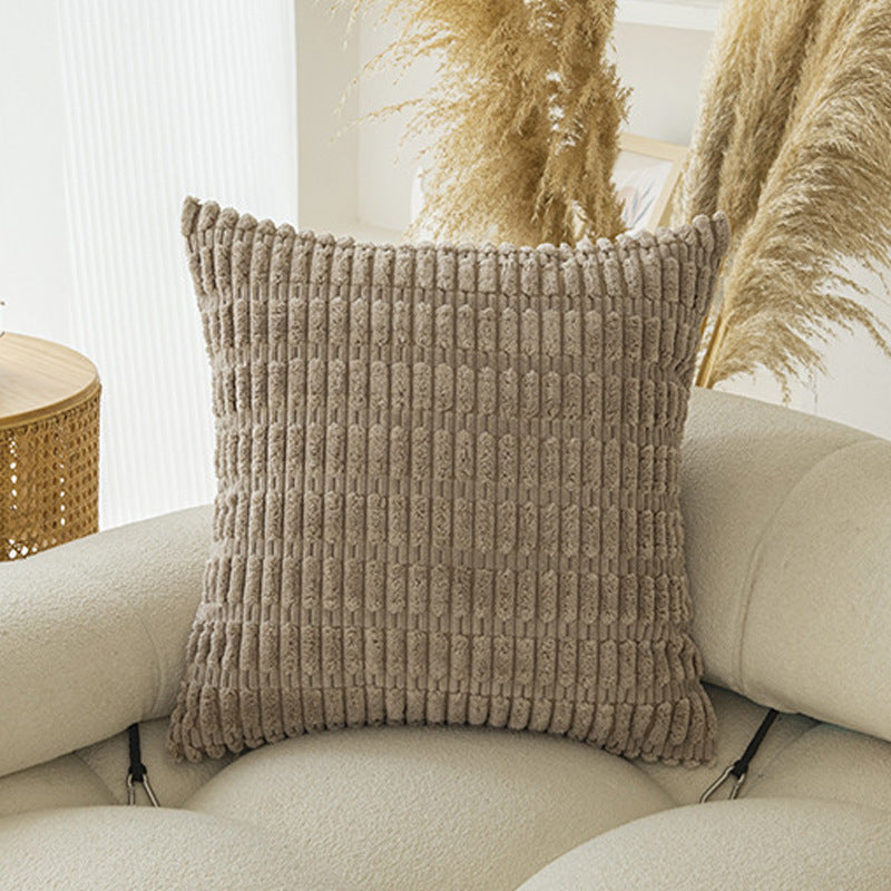 HKM-604563 Boho Striped Throw Pillow Covers for Sofa and Bed - Soft Corduroy Home Decor