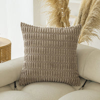 HKM-604563 Boho Striped Throw Pillow Covers for Sofa and Bed - Soft Corduroy Home Decor