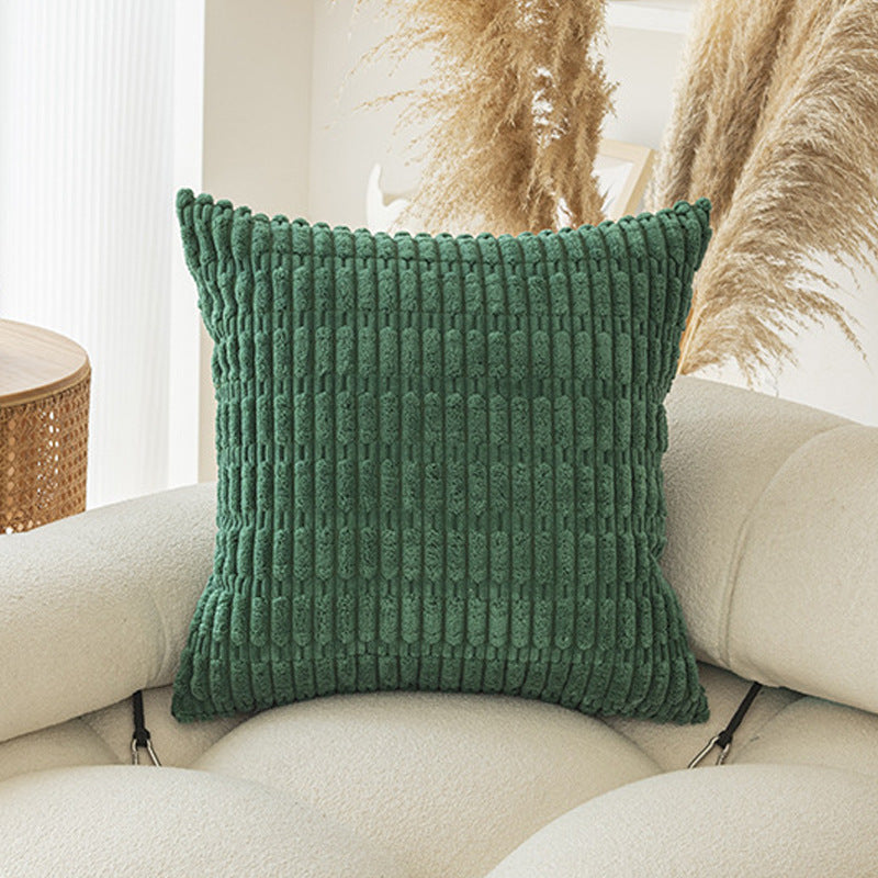 HKM-604563 Boho Striped Throw Pillow Covers for Sofa and Bed - Soft Corduroy Home Decor