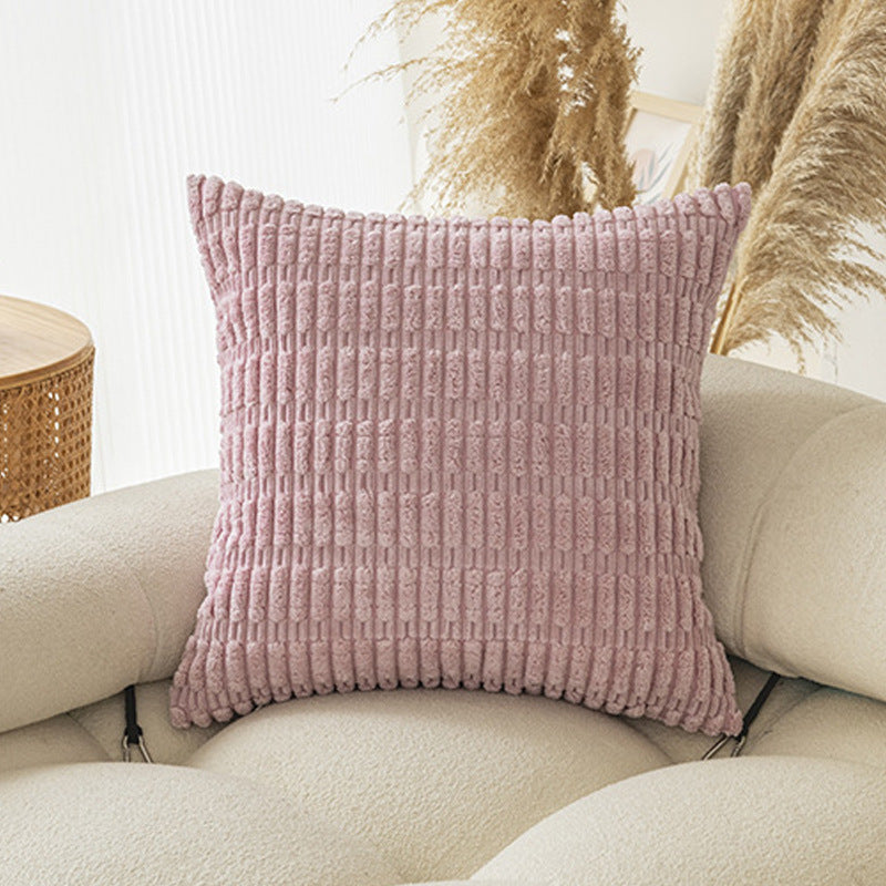 HKM-604563 Boho Striped Throw Pillow Covers for Sofa and Bed - Soft Corduroy Home Decor