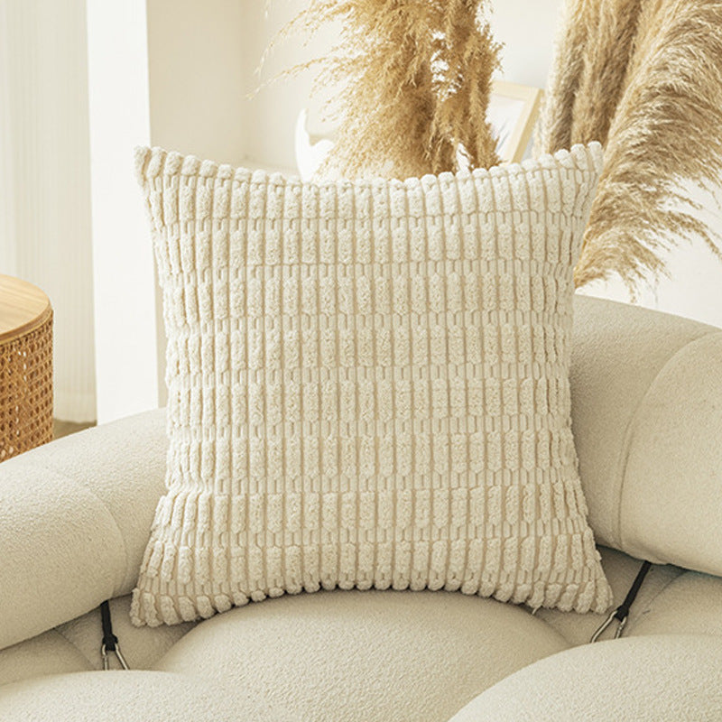 HKM-604563 Boho Striped Throw Pillow Covers for Sofa and Bed - Soft Corduroy Home Decor