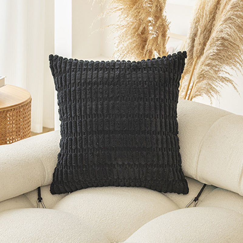 HKM-604563 Boho Striped Throw Pillow Covers for Sofa and Bed - Soft Corduroy Home Decor