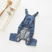 HKM-604691 Denim Blue Stretch Jeans with Pet Suspenders - Casual Overalls in Various Sizes