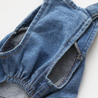 HKM-604691 Denim Blue Stretch Jeans with Pet Suspenders - Casual Overalls in Various Sizes