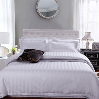 HKM-604755 Satin Cotton Bed Sheet Set - 4 Pieces with Stripe Pattern for 1.0m and 1.2m Beds
