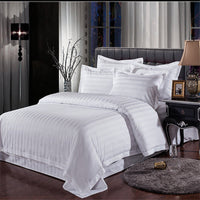 HKM-604755 Satin Cotton Bed Sheet Set - 4 Pieces with Stripe Pattern for 1.0m and 1.2m Beds