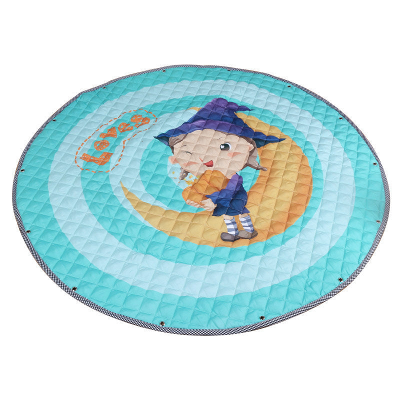 HKM-604819 Thickened Non-Slip Toy Storage Mat - Cotton Blend, Various Fun Designs, 1.45m Round