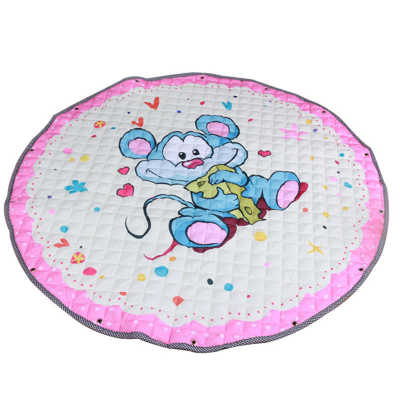 HKM-604819 Thickened Non-Slip Toy Storage Mat - Cotton Blend, Various Fun Designs, 1.45m Round