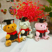 HKM-605267 Cute Plush Doctor Bear Graduation Keychain Pendant - Perfect Souvenir for Students