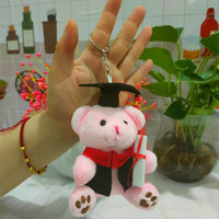 HKM-605267 Cute Plush Doctor Bear Graduation Keychain Pendant - Perfect Souvenir for Students