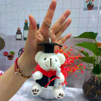 HKM-605267 Cute Plush Doctor Bear Graduation Keychain Pendant - Perfect Souvenir for Students