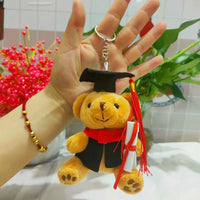 HKM-605267 Cute Plush Doctor Bear Graduation Keychain Pendant - Perfect Souvenir for Students