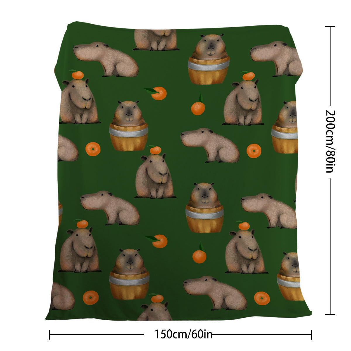 HKM-605267 Flannel Orange Capybara Blanket - Soft, Warm, Multifunctional for Home and Outdoor Use