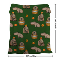 HKM-605267 Flannel Orange Capybara Blanket - Soft, Warm, Multifunctional for Home and Outdoor Use