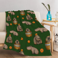 HKM-605267 Flannel Orange Capybara Blanket - Soft, Warm, Multifunctional for Home and Outdoor Use