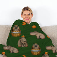 HKM-605267 Flannel Orange Capybara Blanket - Soft, Warm, Multifunctional for Home and Outdoor Use
