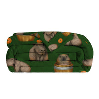 HKM-605267 Flannel Orange Capybara Blanket - Soft, Warm, Multifunctional for Home and Outdoor Use