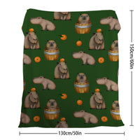 HKM-605267 Flannel Orange Capybara Blanket - Soft, Warm, Multifunctional for Home and Outdoor Use