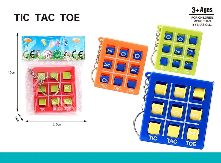 HKM-605395 Durable Plastic Tic Tac Toe Keychain Game for Kids Ages 2-13