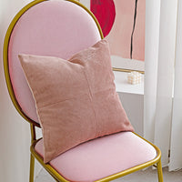 HKM-605651 Nordic Style Dirty Pink Splicing Pillow with Feather Velvet Core - 45x45cm