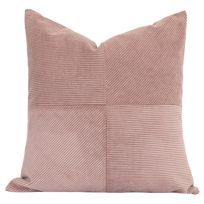 HKM-605651 Nordic Style Dirty Pink Splicing Pillow with Feather Velvet Core - 45x45cm