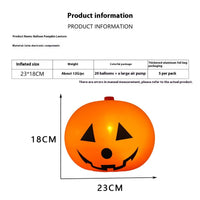 HKM-605715 Light-Up Pumpkin Balloon Set - 5 Illuminated Plastic Balloons for Halloween Decor