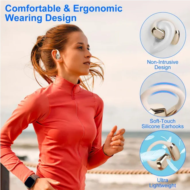 HKM-605779 Sports Headphones with Earhook, LED Display Charging Case, IPX5 Waterproof, 300 Hour Standby, Touch Stereo Sound