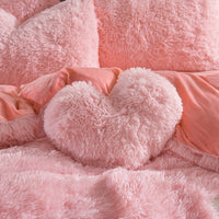 HKM-605907 Mink Fur Plush Thickened Four-Piece Bedding Set with Duvet Cover and Pillowcases, Various Sizes Available