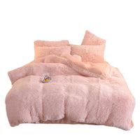 HKM-605907 Mink Fur Plush Thickened Four-Piece Bedding Set with Duvet Cover and Pillowcases, Various Sizes Available