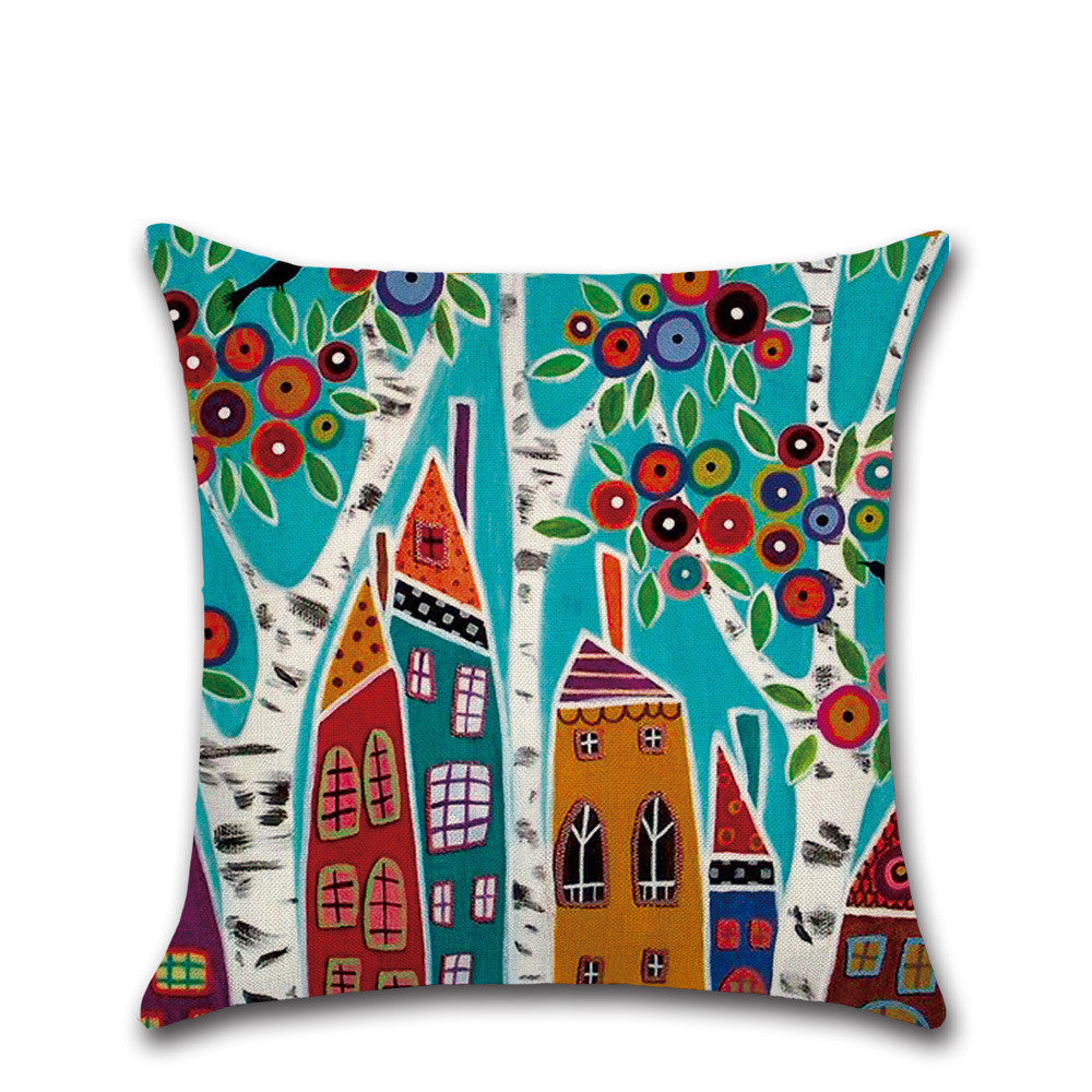 HKM-605971 Hand-Painted Cotton and Linen Pillowcase for Home Decor