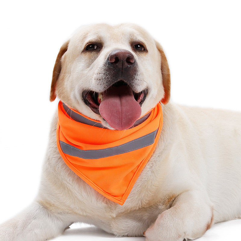 HKM-606291 Reflective Triangle Scarf in Fluorescent Yellow and Orange, Polyester - Sizes S, M, L