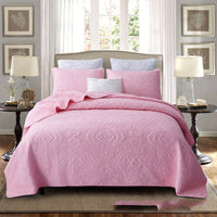 HKM-606355 Cotton Fabric Three-Piece Bed Cover Set with Pillowcases for All Seasons