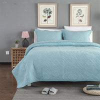 HKM-606355 Cotton Fabric Three-Piece Bed Cover Set with Pillowcases for All Seasons