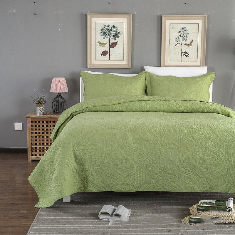 HKM-606355 Cotton Fabric Three-Piece Bed Cover Set with Pillowcases for All Seasons