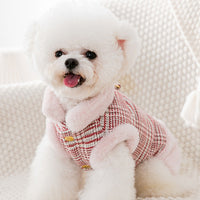HKM-606419 Cozy Thickened Cotton Pet Clothes for Autumn and Winter in Red