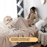 HKM-606419 Lightweight Cotton Gauze Towel Blanket with Human Waffle Design