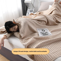 HKM-606419 Lightweight Cotton Gauze Towel Blanket with Human Waffle Design