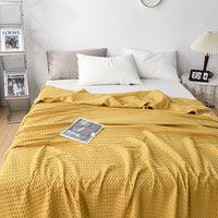 HKM-606419 Lightweight Cotton Gauze Towel Blanket with Human Waffle Design