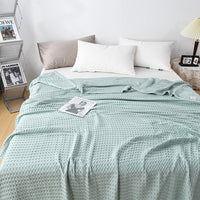 HKM-606419 Lightweight Cotton Gauze Towel Blanket with Human Waffle Design