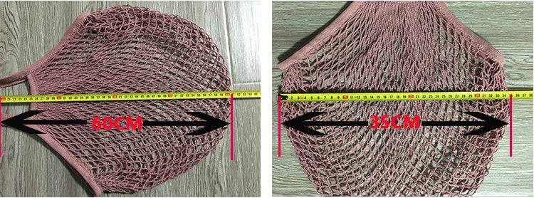HKM-606419 Portable Pure Cotton Shopping Net Bag - Durable, Foldable & Washable for Supermarket & Home Use