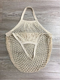 HKM-606419 Portable Pure Cotton Shopping Net Bag - Durable, Foldable & Washable for Supermarket & Home Use