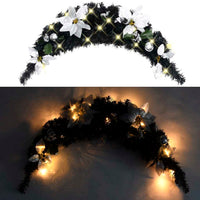 HKM-606547 Christmas LED Light Arch - 90 cm Black and Silver PVC Decoration for Indoor/Outdoor Use