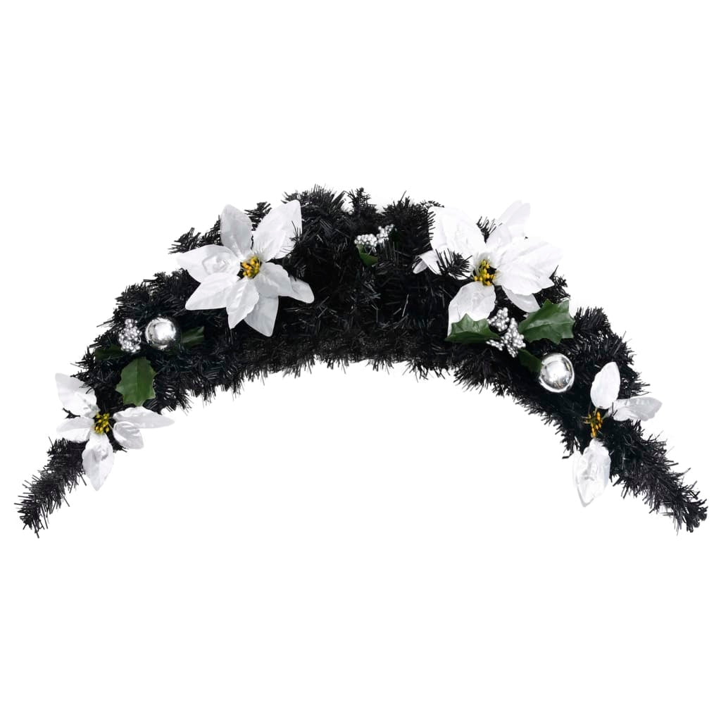 HKM-606547 Christmas LED Light Arch - 90 cm Black and Silver PVC Decoration for Indoor/Outdoor Use