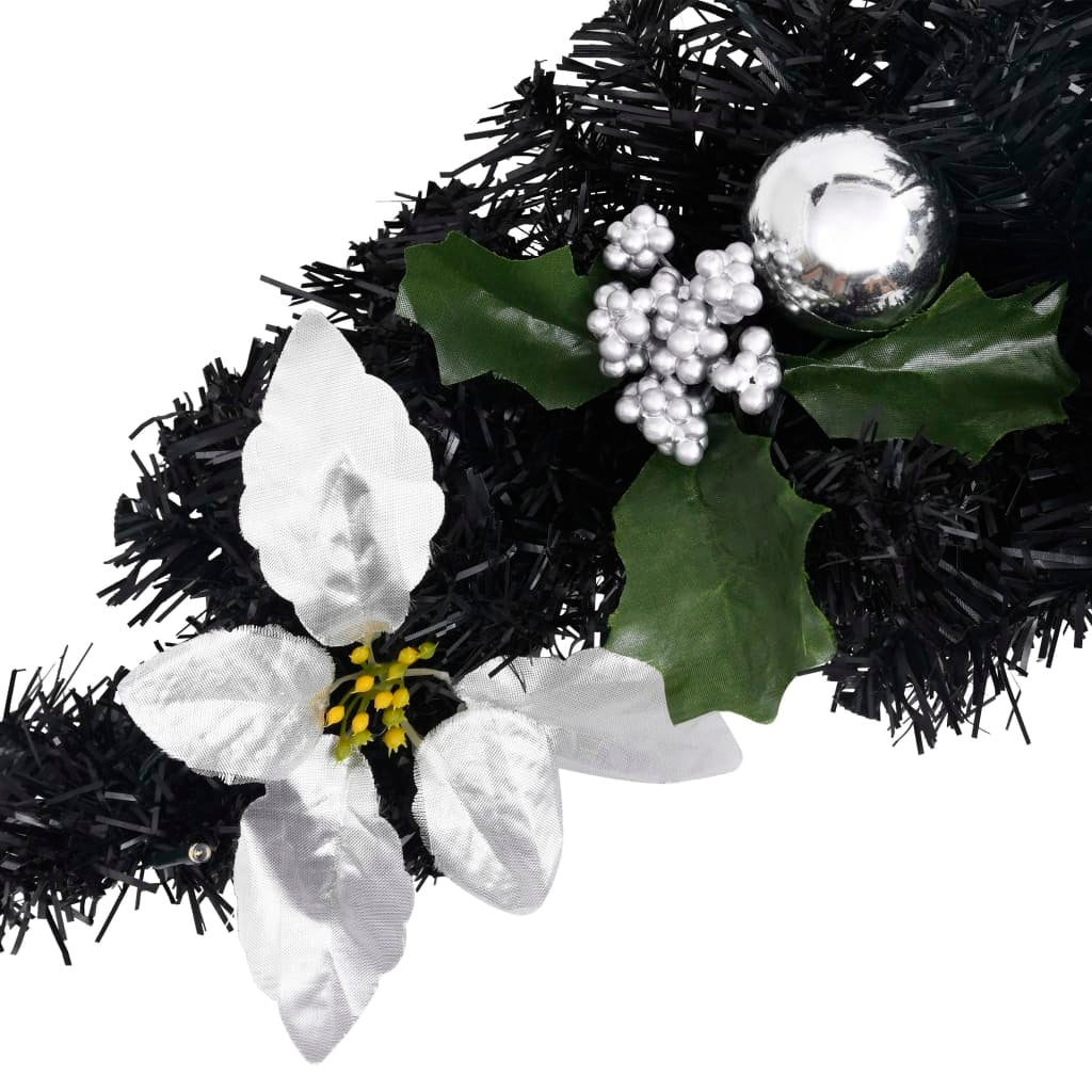 HKM-606547 Christmas LED Light Arch - 90 cm Black and Silver PVC Decoration for Indoor/Outdoor Use