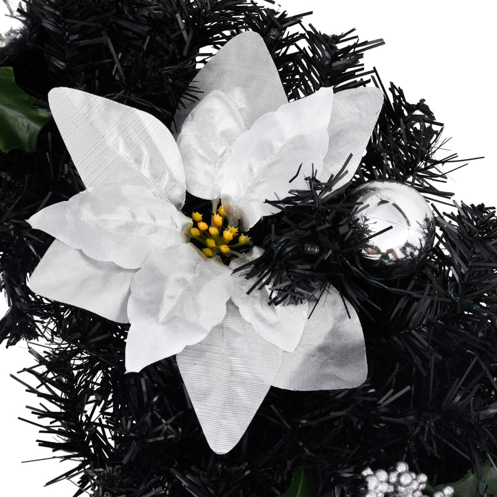 HKM-606547 Christmas LED Light Arch - 90 cm Black and Silver PVC Decoration for Indoor/Outdoor Use